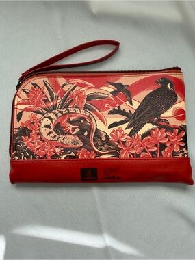 Emirates x United for Wildlife Red Cosmetic Travel Pouch Wristlet Clutch